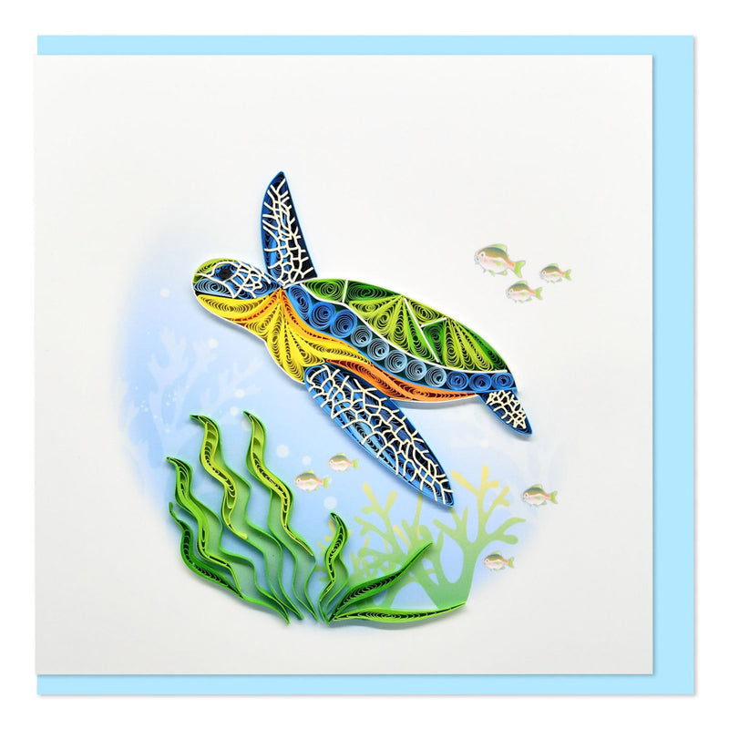 Quilled Green Sea Turtle Greeting Card (15x15cm)