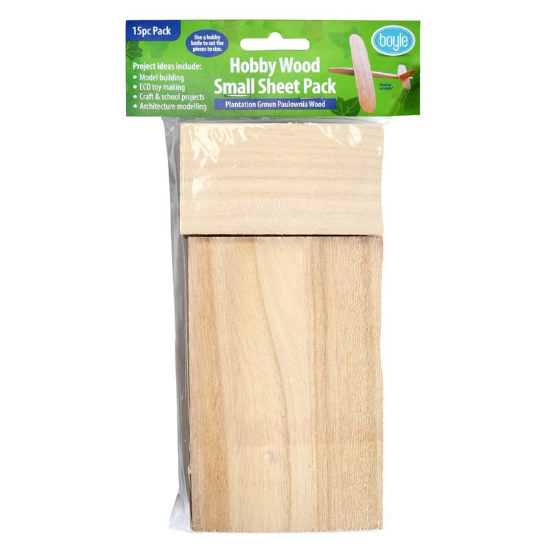 Hobby Paulownia Wood Small Sheet Pack 15pcs