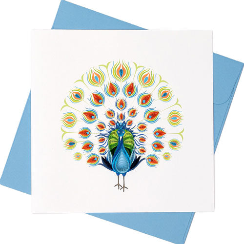 Quilled Greeting Card Peacock (15x15cm)