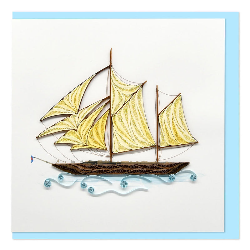 Quilled Sailing Ship Greeting Card (15x15cm)