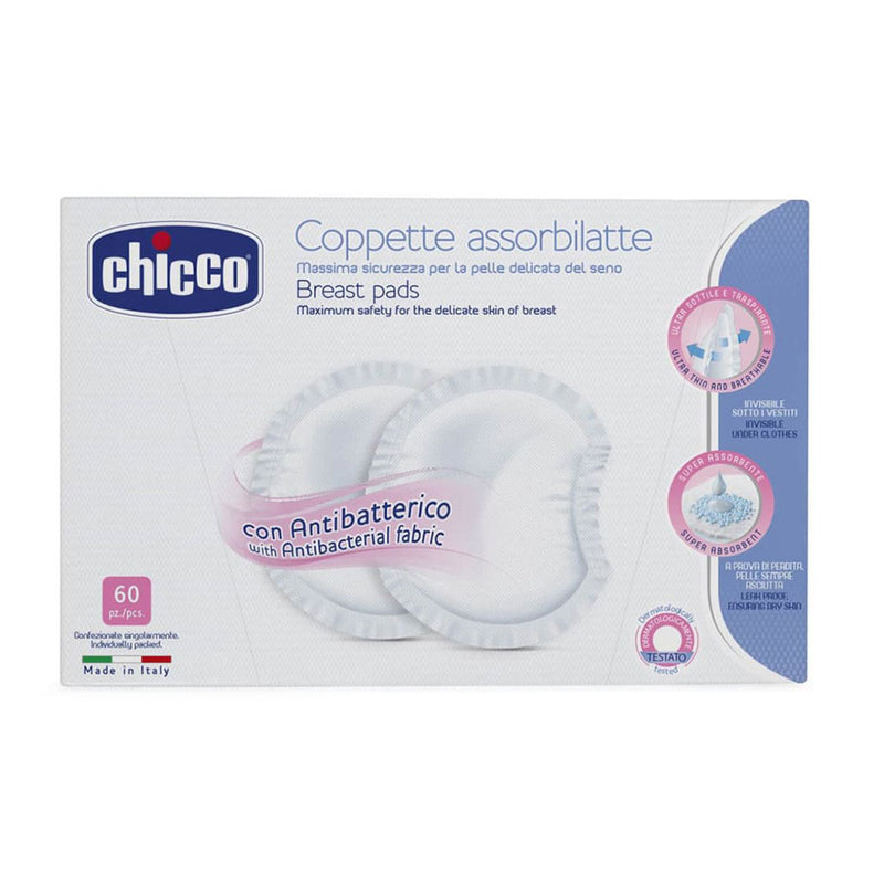 Chicco Antibacterial Breast Pads 60pk (White)