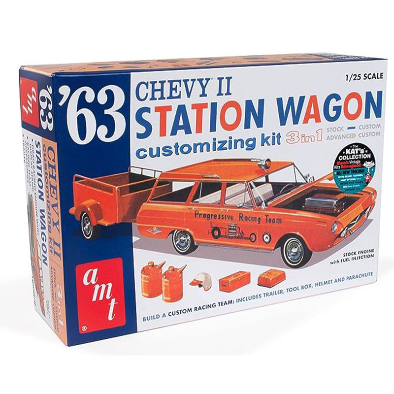 1963 Chevy Station Wagon with Trailer Plastic Kit 1:25 Scale