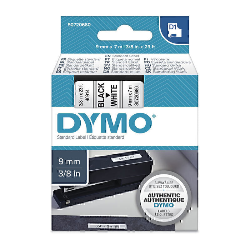 Dymo Black on White Labelling Tape