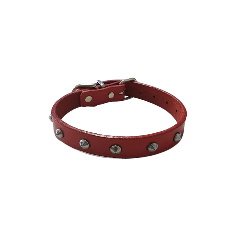 Leather Studded Collar (Red)