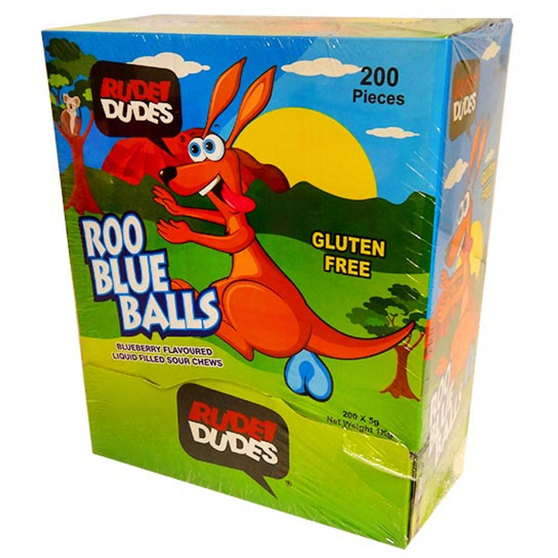 Rude Dudes Roo Blue Balls Liquid Filled Sour Chews 200pcs