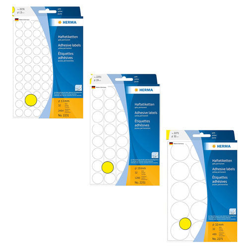 Herma Coloured Adhesive Dot Labels (Yellow)