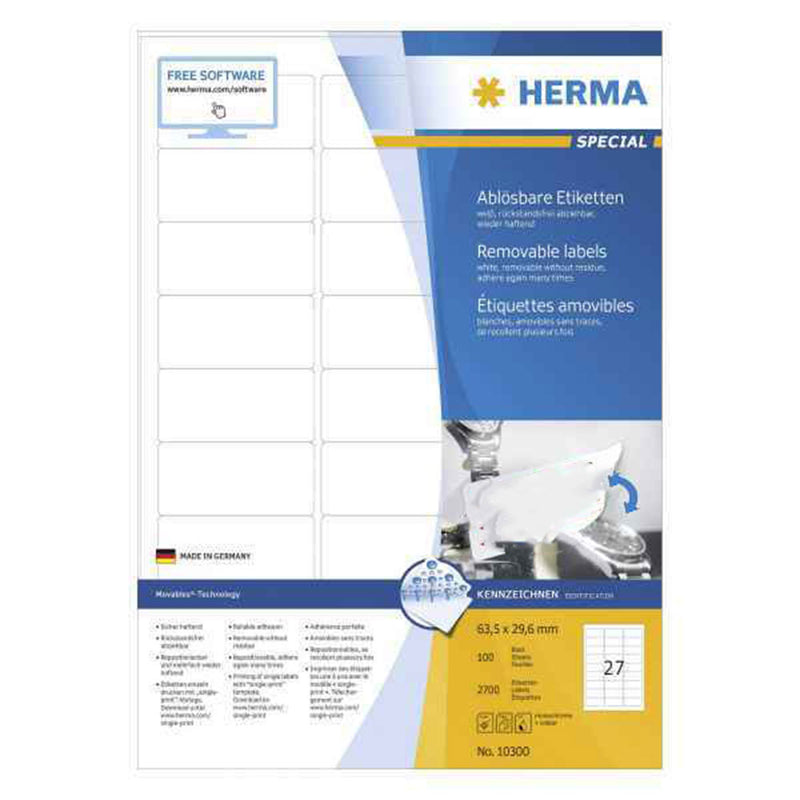 Herma Removable Labels A4 100pc (White)