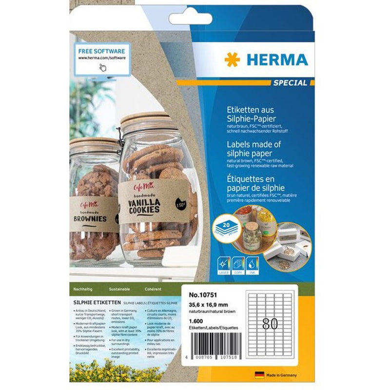 Herma Silphie Paper Labels A4 20pc (Natural)