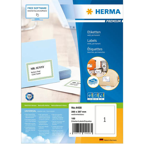 Herma Premium Labels A4 297mm 100pc