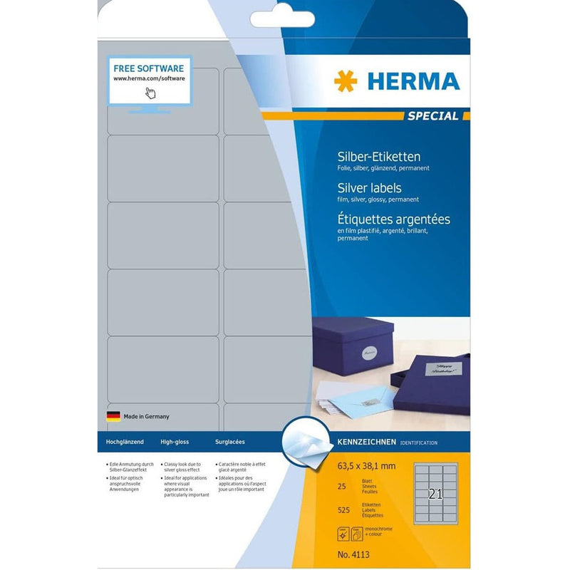 Herma Silver Foil Labels A4 25pc