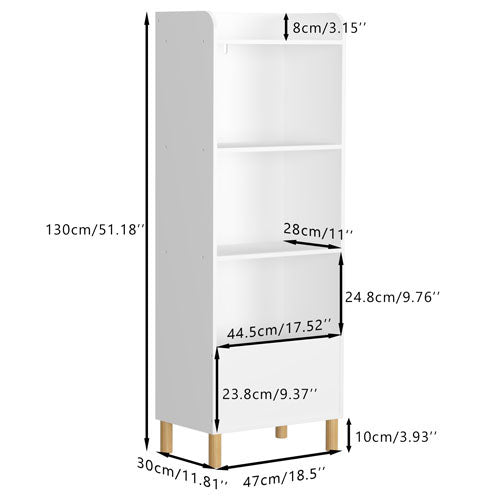 Free Standing 4-Tier Kid's Bookcase & Toy Organizer in White