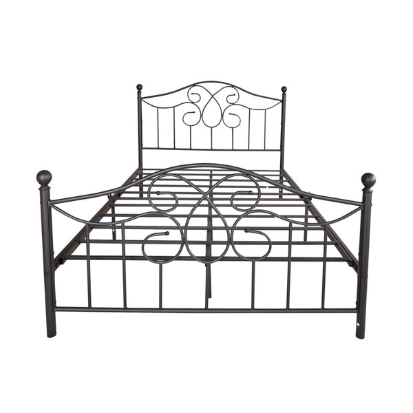 Solid & Sturdy Full-Sized Platform Vintage Bed Frame (Black)