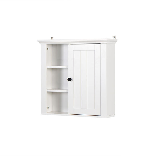 Modern Wooden Bathroom Wall Mounted Cabinet w/ Door (White)