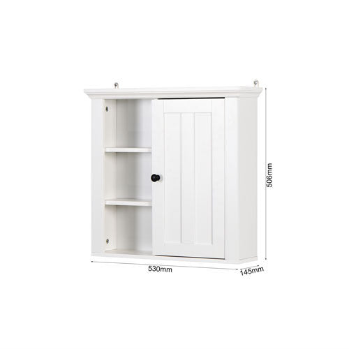 Modern Wooden Bathroom Wall Mounted Cabinet w/ Door (White)