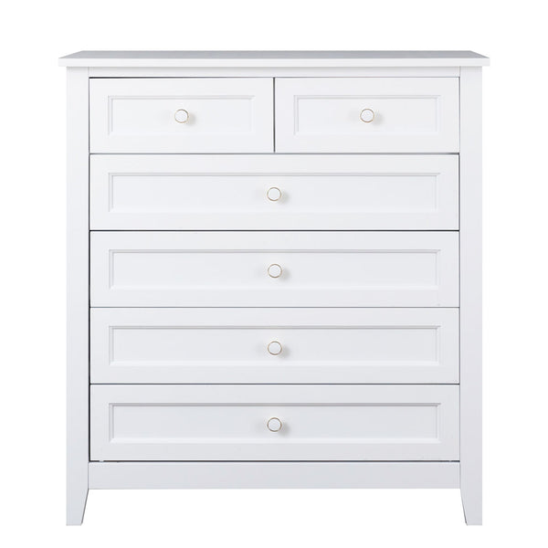 Solid Wood Free Standing Dresser for Bedroom (White)