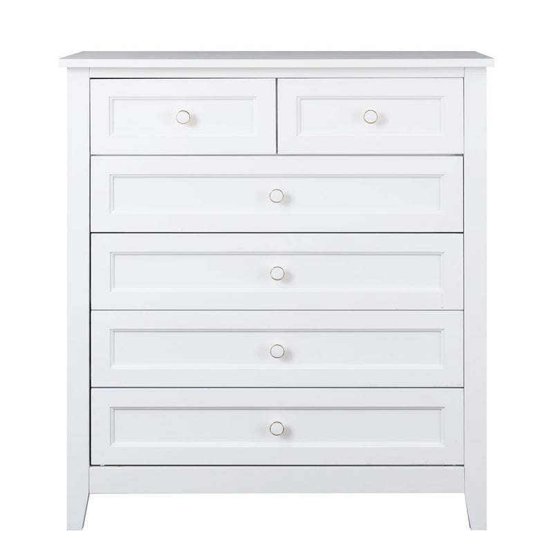 Solid Wood Free Standing Dresser for Bedroom (White)