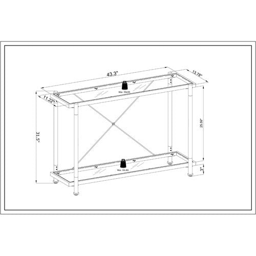 Acrylic Golden Glass Sofa Table 43.31''