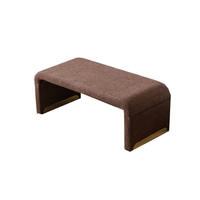 Boucle Fabric Loveseat Ottoman with Gold Metal Legs