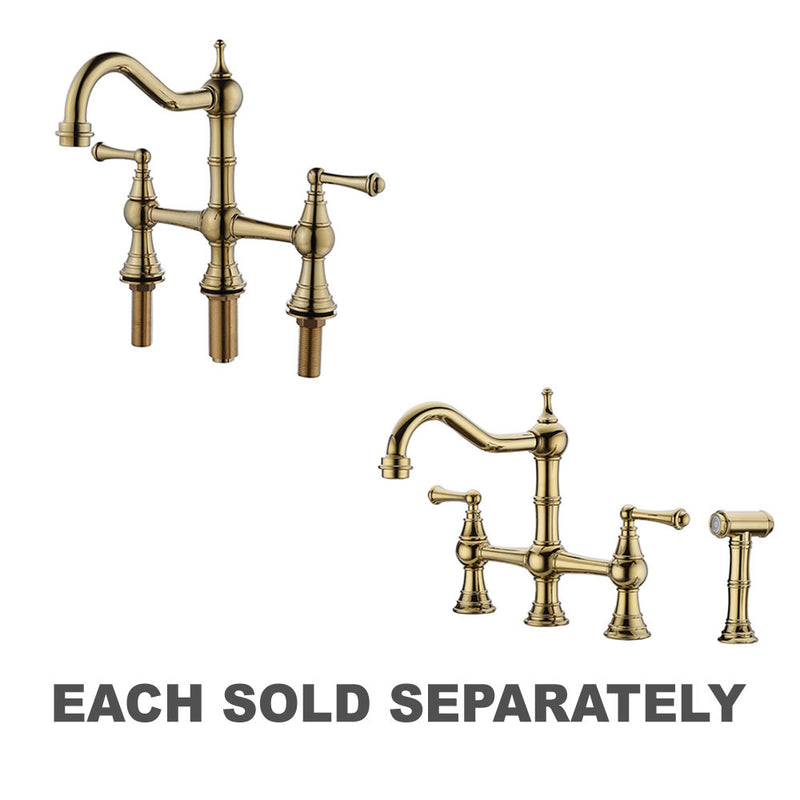 Bridge Dual Handles Faucet w/ Pull-Out Side Spray (Gold)