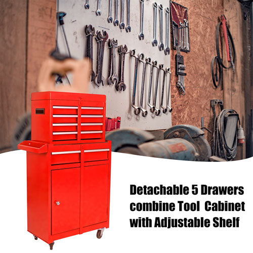 5-Drawer Tool Chest with Detachable Cabinet (Red)