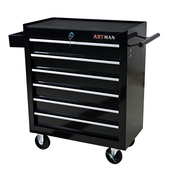 6-Drawer Tool Cart with Wheels (Black)