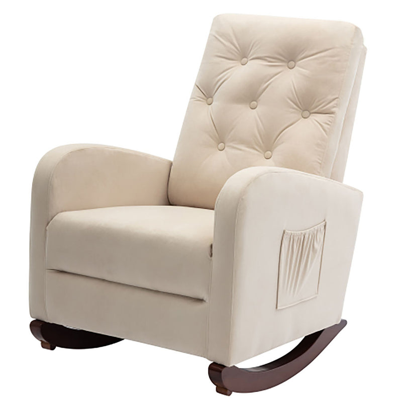 Single Lazy Recliner Sofa with High Back Armchair (Beige)