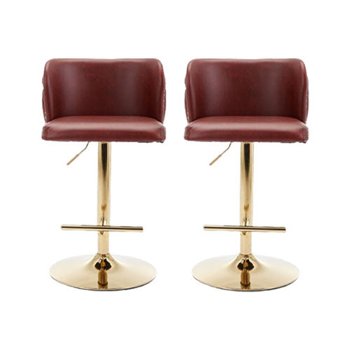 PU Armless Bar Stools with Gold Details (Set of 2)