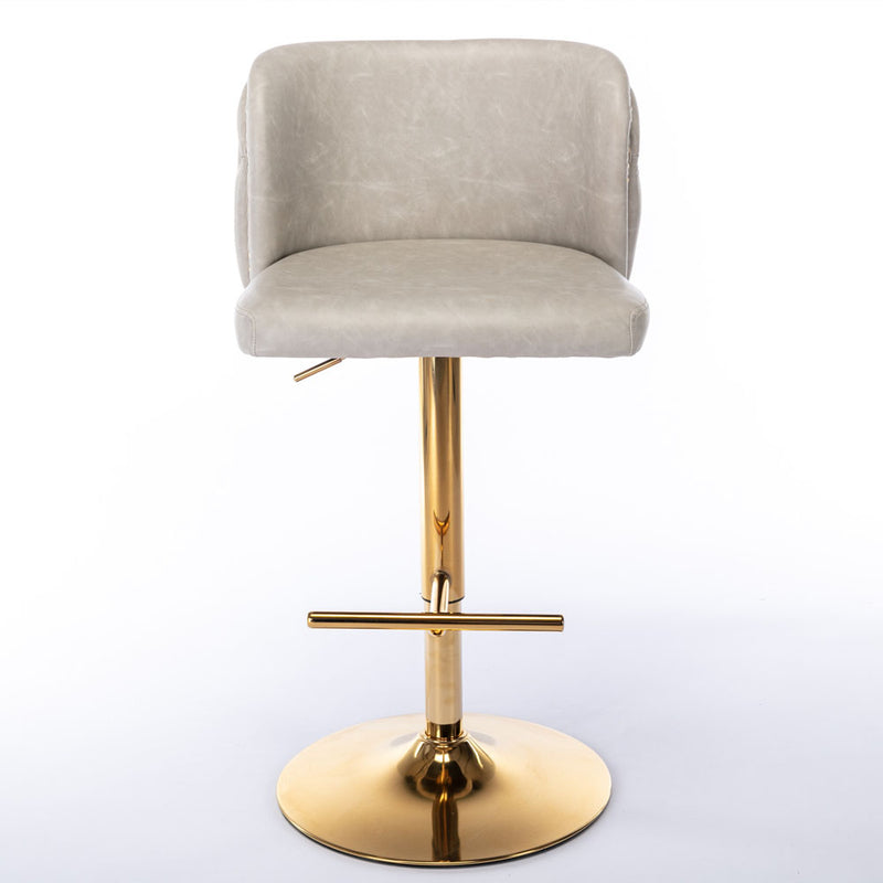 PU Armless Bar Stools with Gold Details (Set of 2)