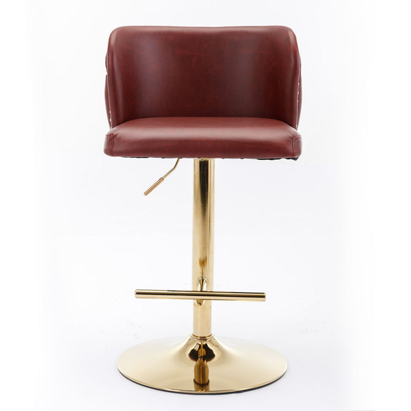 PU Armless Bar Stools with Gold Details (Set of 2)