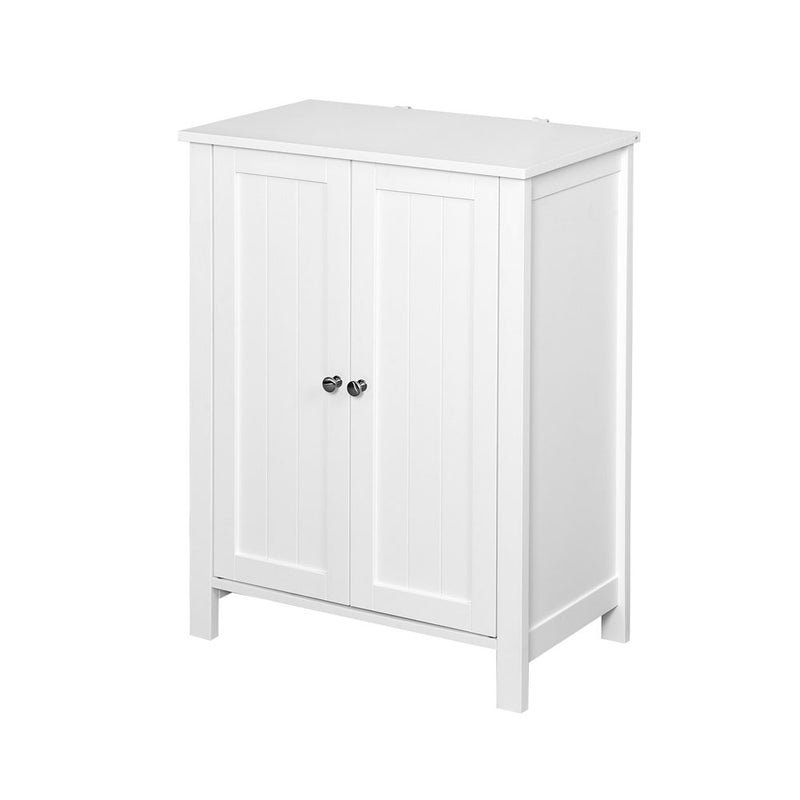 Bathroom Floor Storage Cabinet w/ Adjustable Shelf (White)