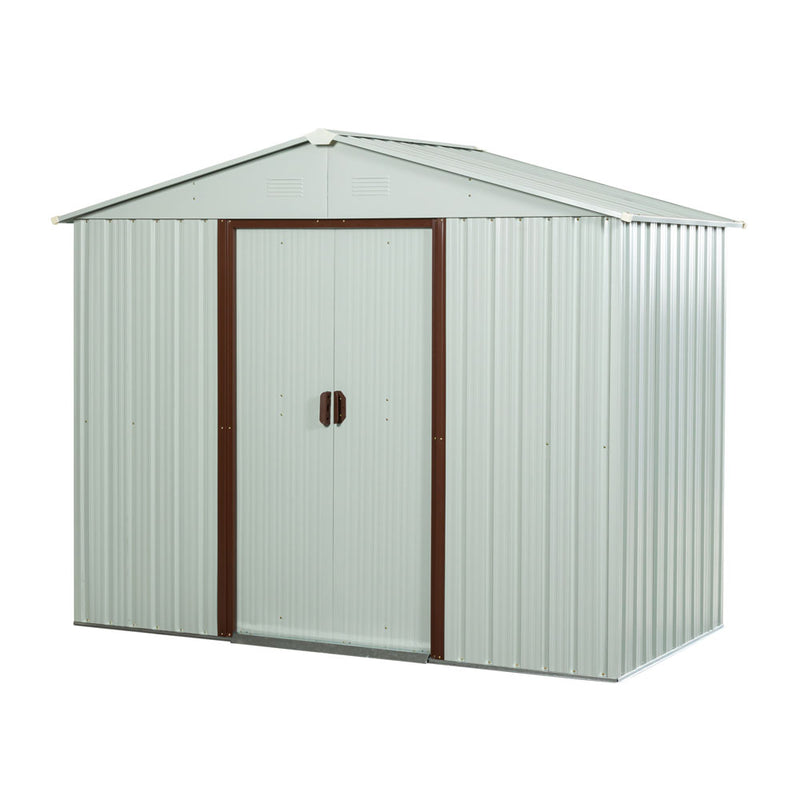 White Garden Storage Shed w/ Lockable Sliding Door (8x4ft)