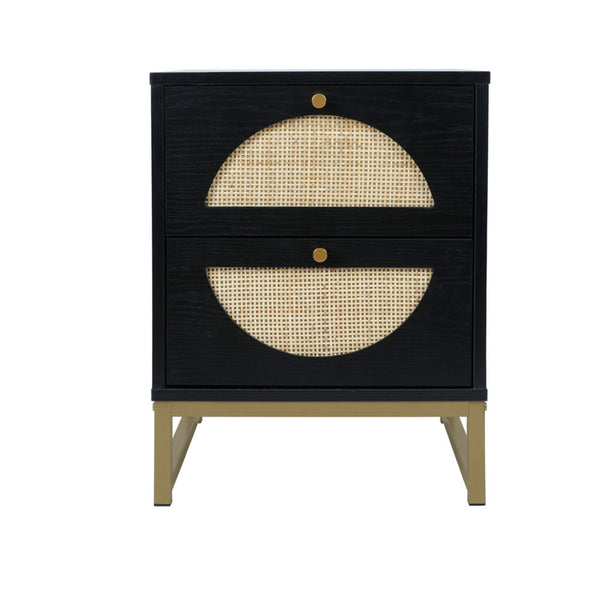 Free Standing 2-Flip Drawers Cabinet Storage (Black/Gold)