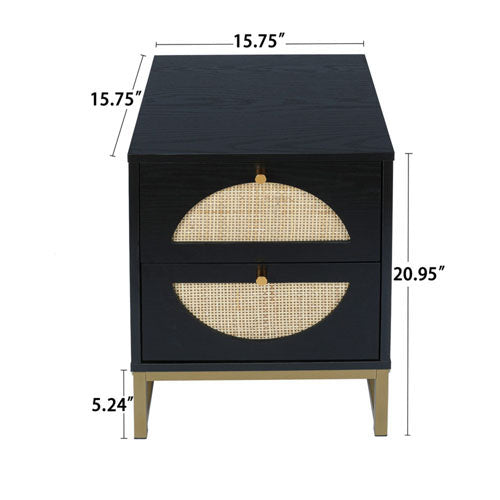 Free Standing 2-Flip Drawers Cabinet Storage (Black/Gold)