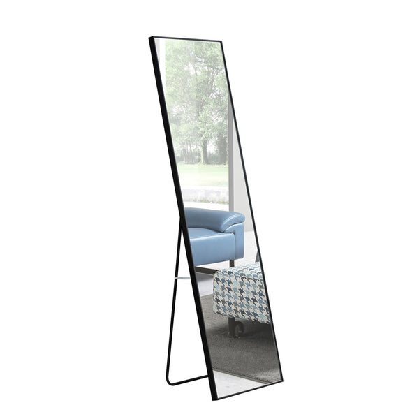 Body Mirror w/ Wooden Frame & Stand Dressing Mirror (Black)