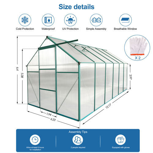 Walk-in Greenhouse Garden (6x12ft)