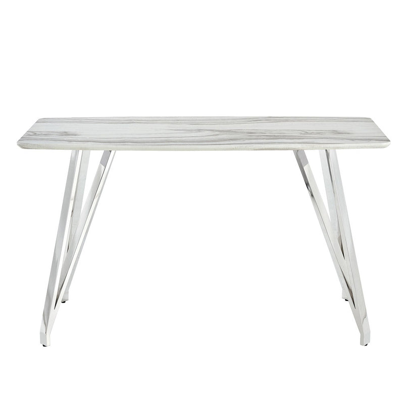 Rectangular Glass Dining Table with Silver Plated Legs