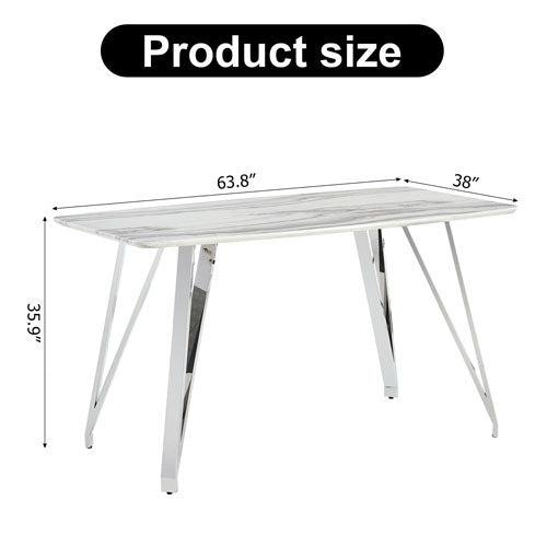 Rectangular Glass Dining Table with Silver Plated Legs