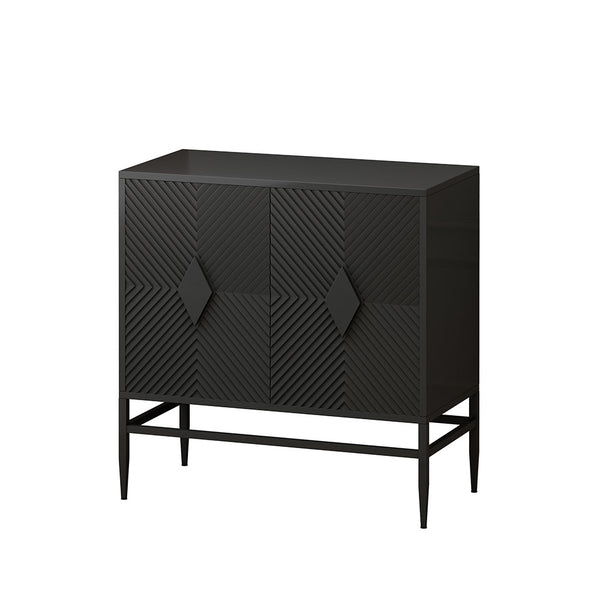 Modern Wooden Accent Cabinet with Metal Legs 31.5" (Black)