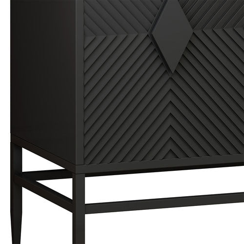 Modern Wooden Accent Cabinet with Metal Legs 31.5" (Black)