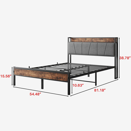 Full-Sized Full Metal Vintage Platform Bed Frame (Black)