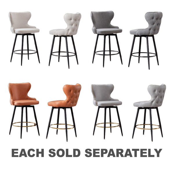 Gold Accent Bar Stools with Black Legs 2pc