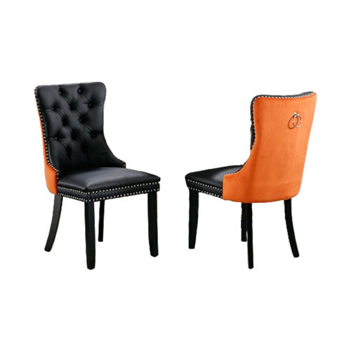 Tufted Modern Leather Chair w/ Wooden Legs 2pcs