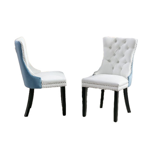 Tufted Modern Leather Chair w/ Wooden Legs 2pcs