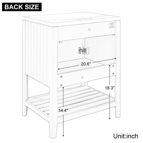 Bathroom Vanity Base with Doors & Open Shelf (White)