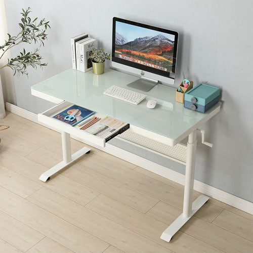 Glass Standing Desk with Drawer (48x24")