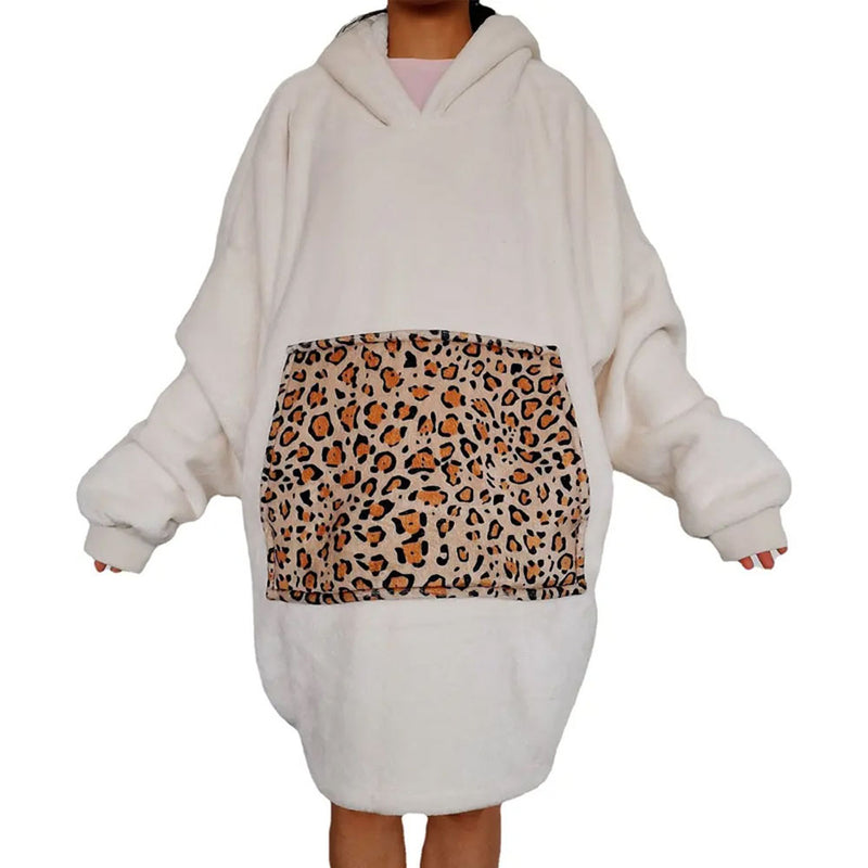 Oversized Pullover Warm Comfortable Fleece Hooded Blanket