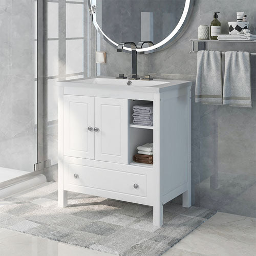 Bathroom Vanity with Ceramic Sink (White)