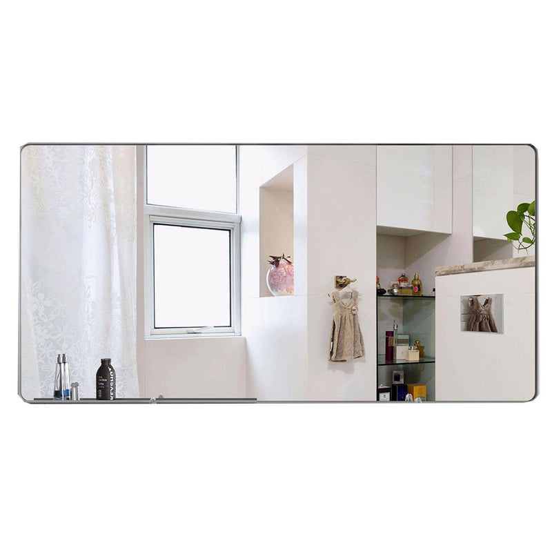 Oversized Mirror with Mobile Tray and Silver Frame (72x36")