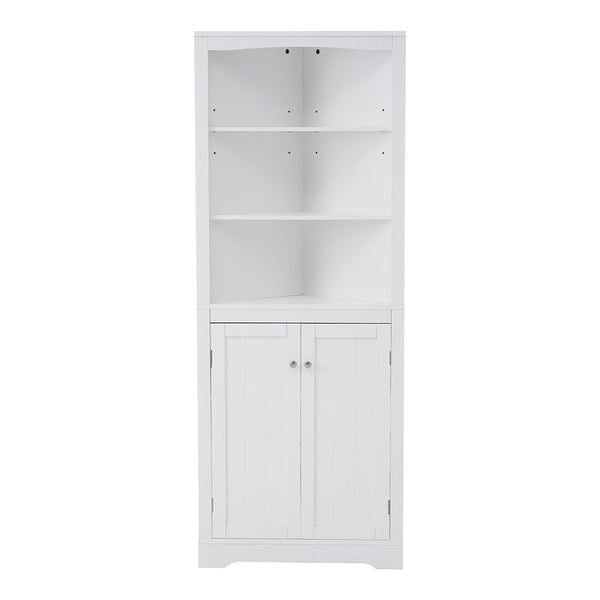 White Corner Cabinet with Adjustable Shelves