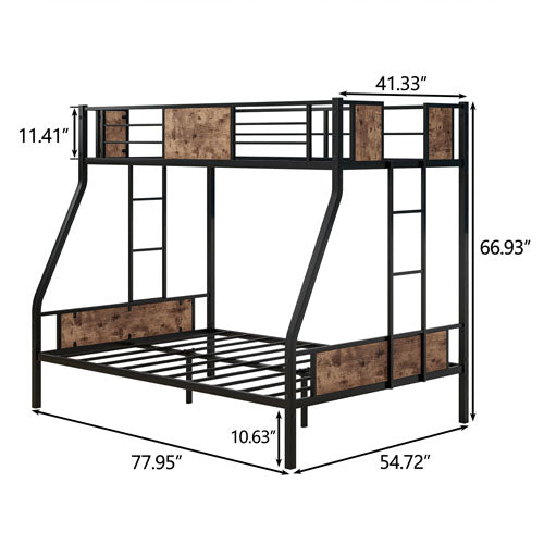 Space Saving Twin Sized Metal Bunk Bedframe w/ Ladder & Rail